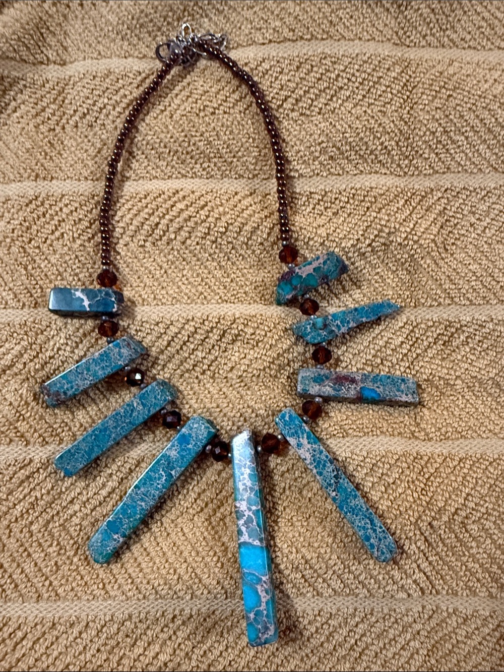 Turquoise Matrix Stone Bar Statement Necklace - Women Jewelry
